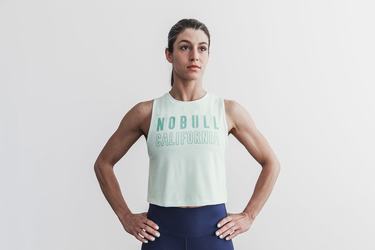Nobull Muscle California Women's Tank Tops Green | Australia (VU6438)
